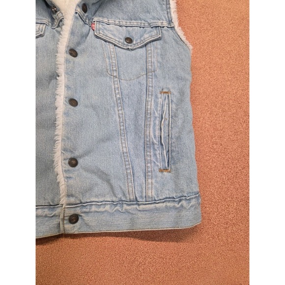 Vintage Levi's Mens Size Medium Sherpa Lined Denim Vest Jean Made in USA 80's - Picture 4 of 12